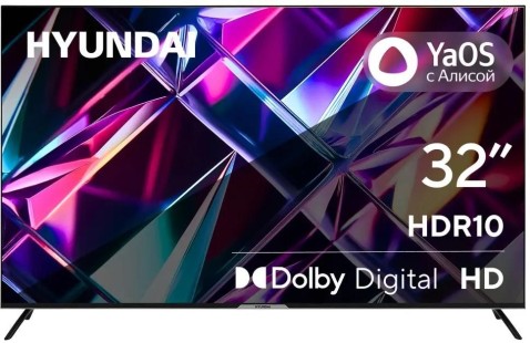 32" Телевизор Hyundai H-LED32BS5003 HD, СМАРТ ТВ, YaOS, черный