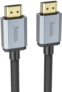 Кабель Hoco US03,  HDMI (m) (прямой) -  HDMI (m) (прямой),  GOLD ,  круглое,  2м,  коробка,  черный